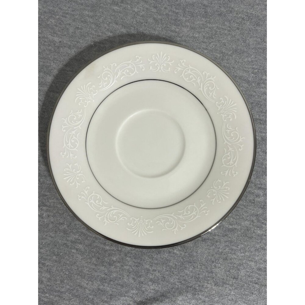 Vintage‎ Noritake Ivory China Marseille 7550 Saucers Set of 4 Floral Trim Silver - Picture 4 of 11